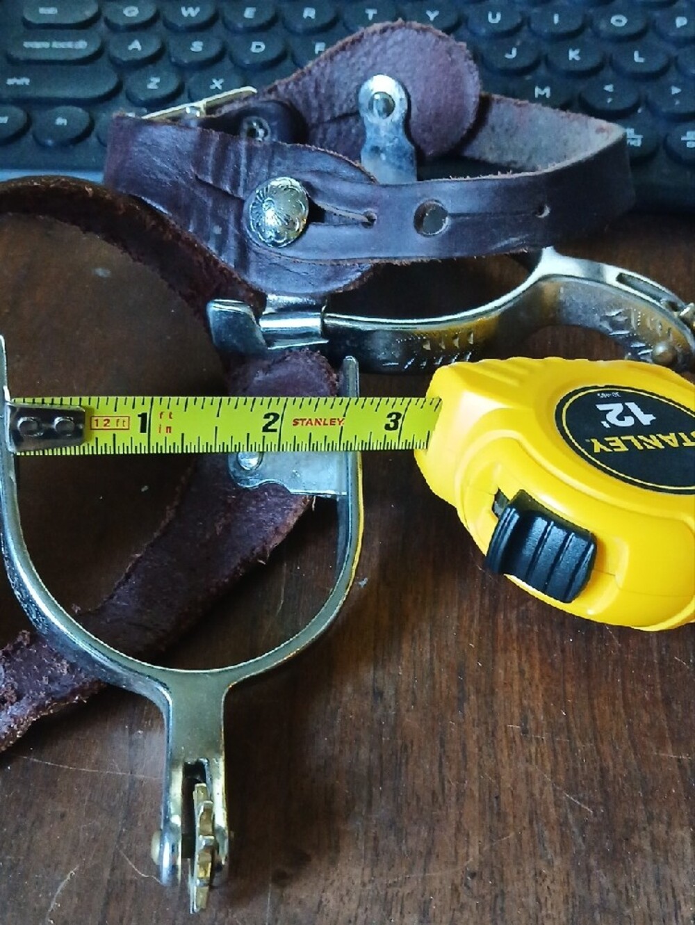 Childrens Spurs With Leather Straps.  2.5 Wide